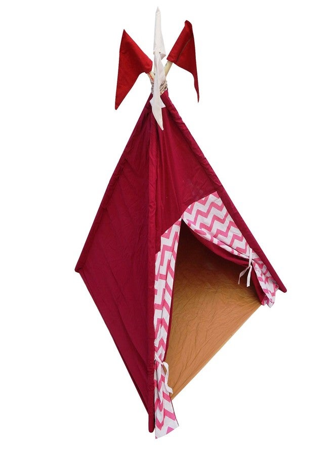 CREATIVE TEXTILES Tent House for Kids Lightweight Folding Camping Kids Children's Indoor Outdoor Pop Up Teepee Play Tent House Toy for 3 to 10 Year Kids Colour : Red with Pink - Image 4